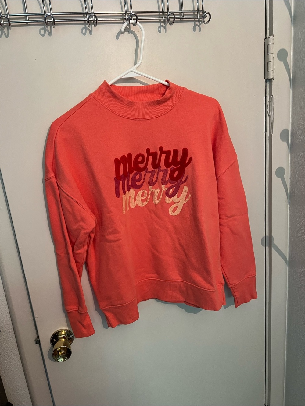 Maurices Coral Crewneck Sweatshirt with 'Merry' Graphic